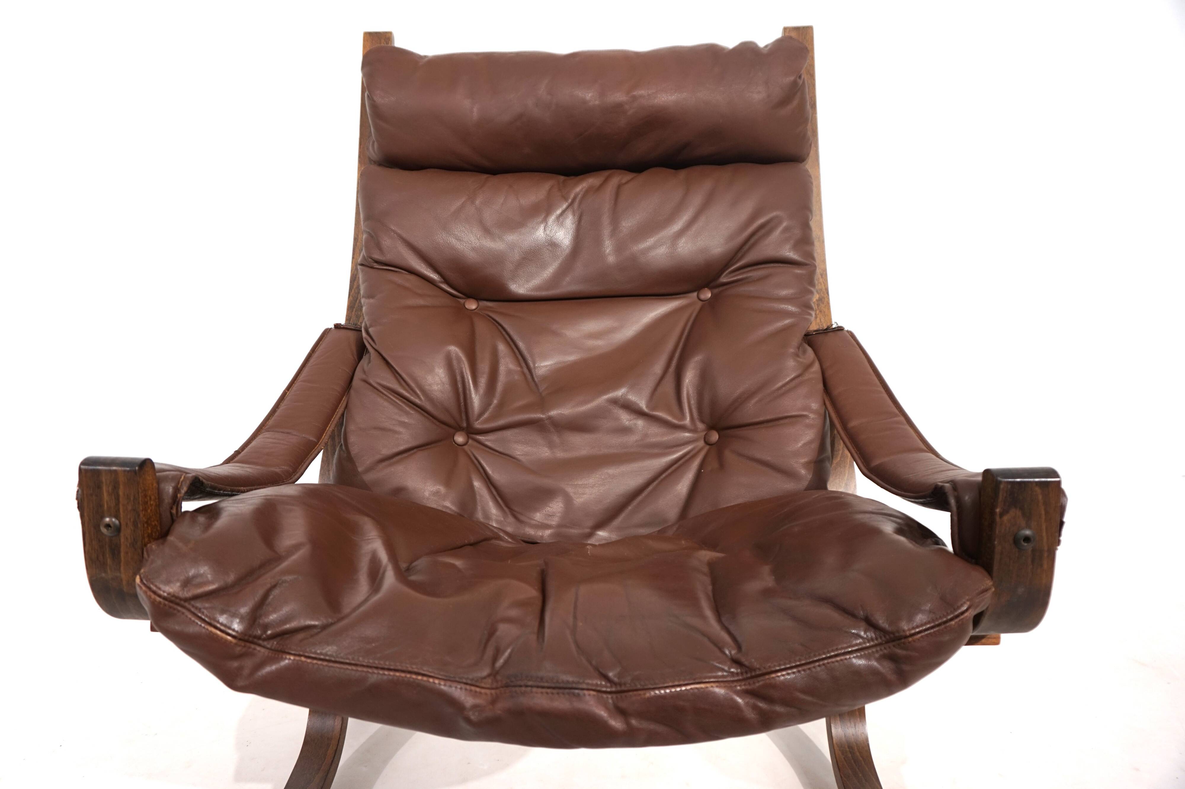 Westnofa Siesta leather lounge chair by Ingmar Relling, 1960