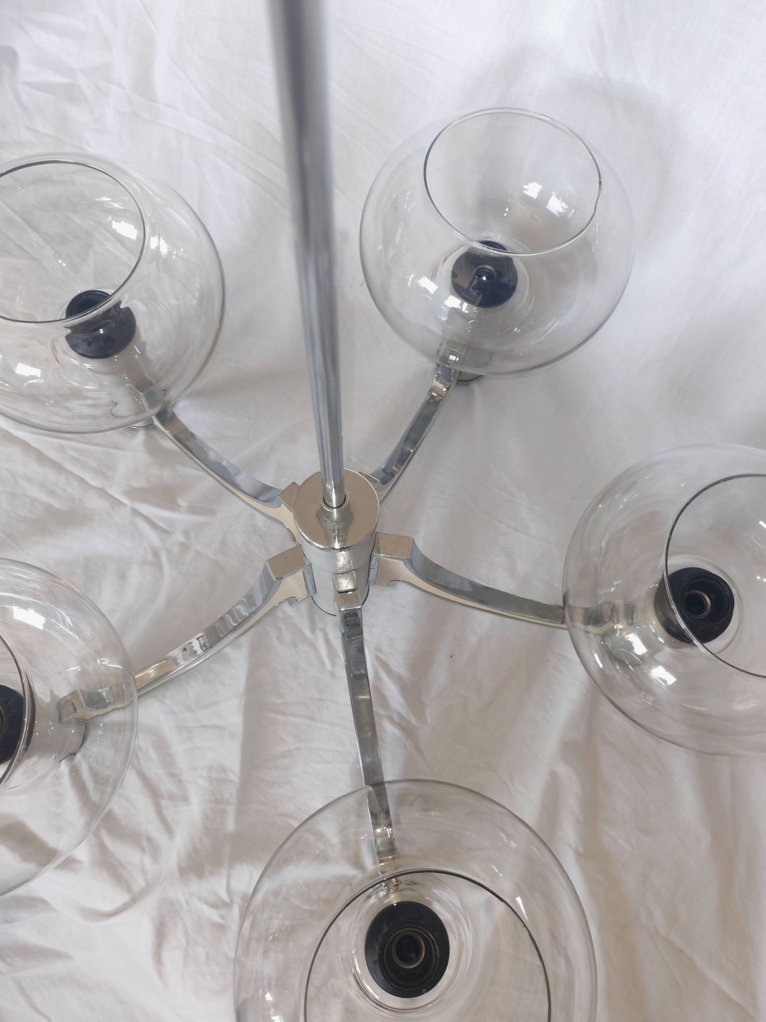 5-branched chandelier by Sciolari, Italy, space age, 1970