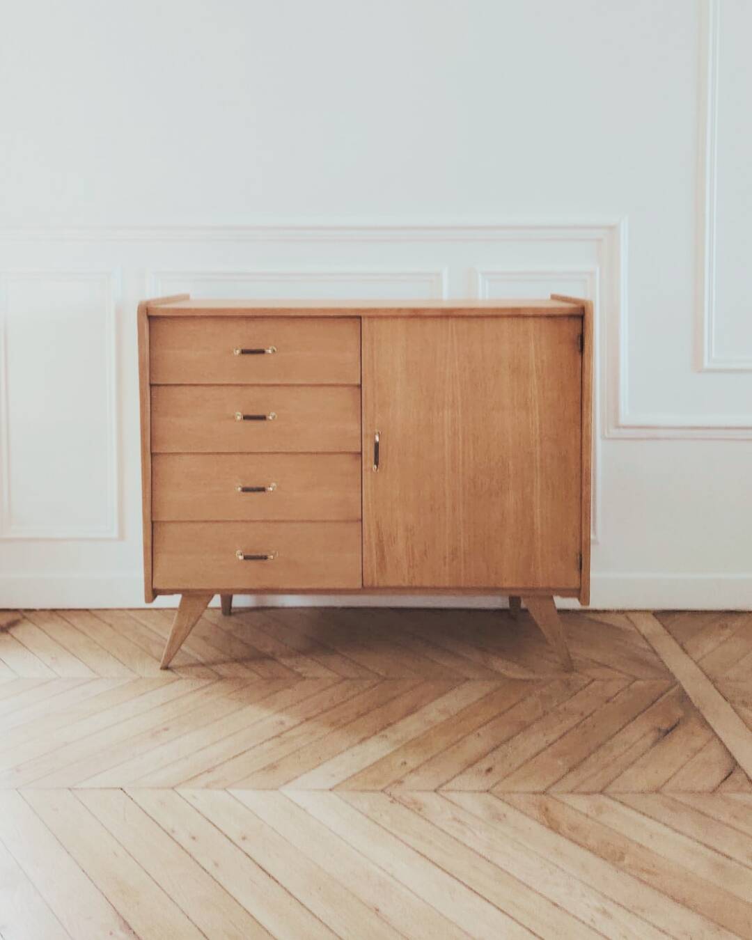 Small renovated vintage sideboard, Scandinavian style, 1950s-60s.
