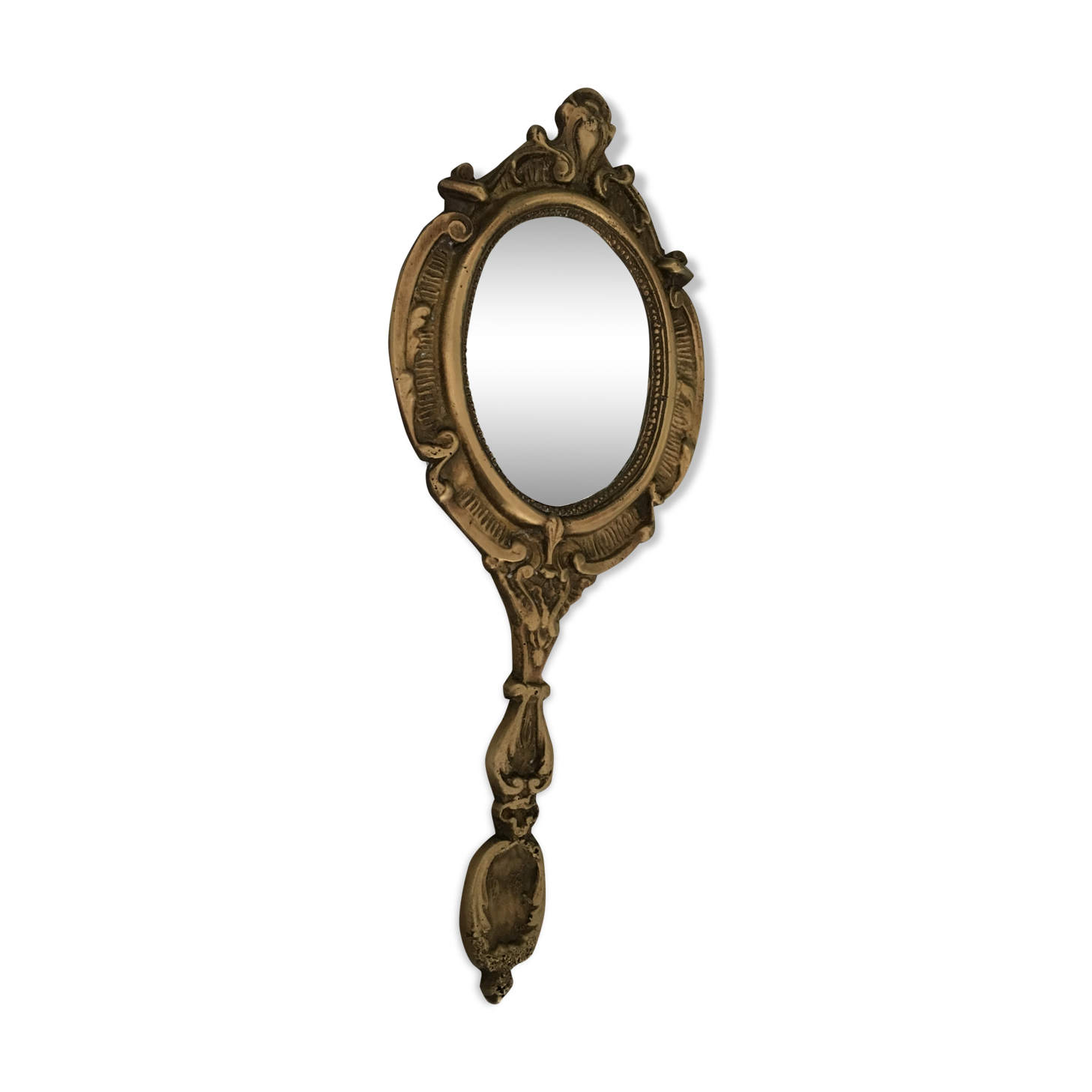 Brass hand mirror 26x11cm