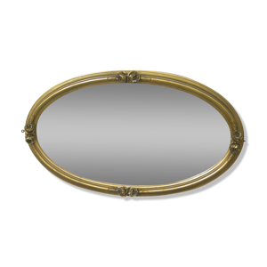 Miroir bois doré décor - rose