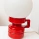 Vintage ceramic table lamp, Italy, 1970s - Red with white glass shade - Mid-century design