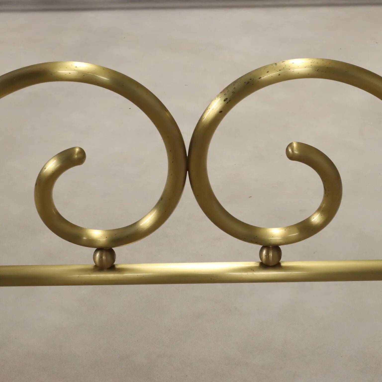 Antique double bed with brass decorations, Italy, 20th century