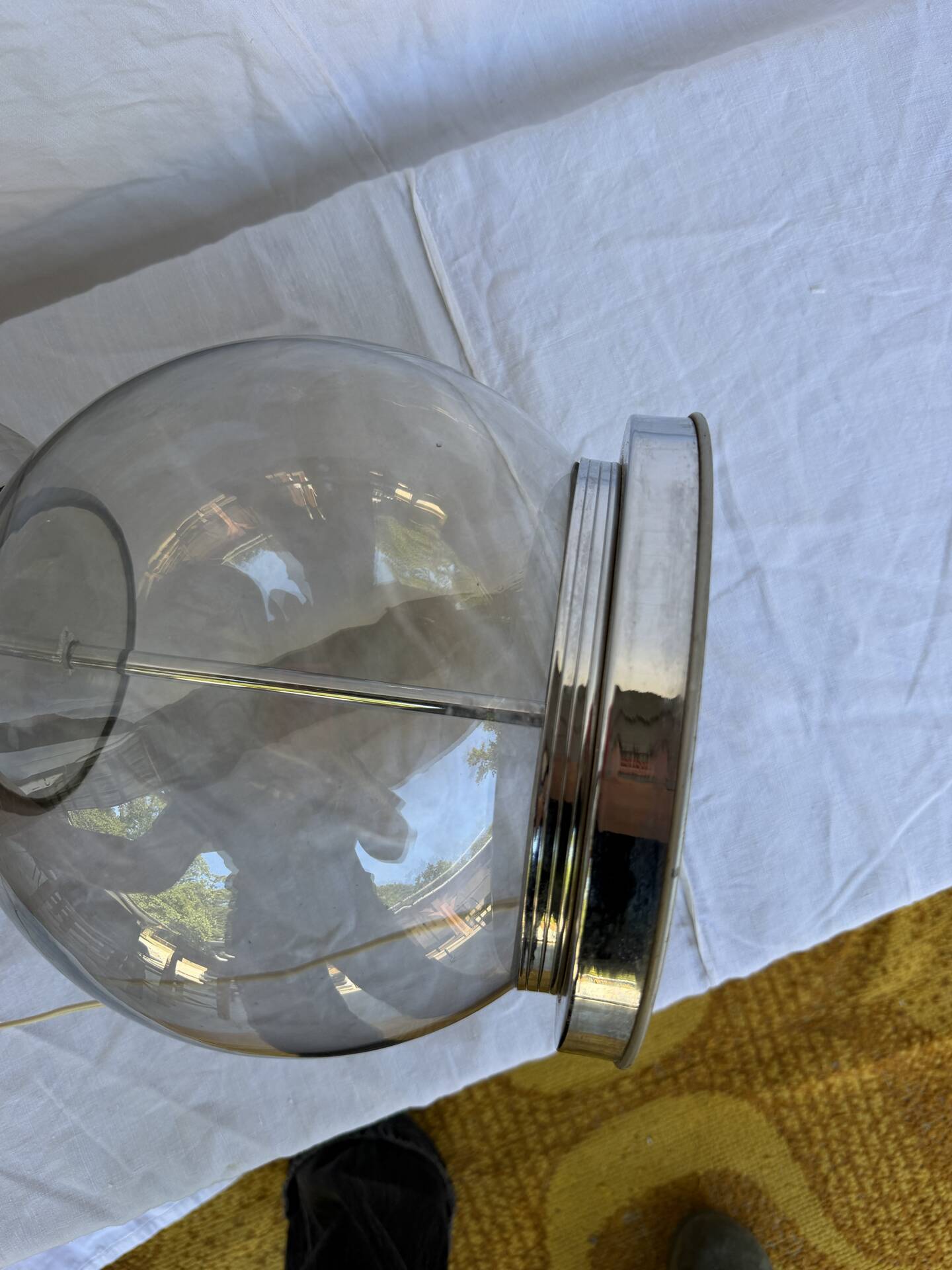 Large glass table lamp Delmas 1970