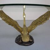French Swan Coffee Table in Brass and Glass, 1960s