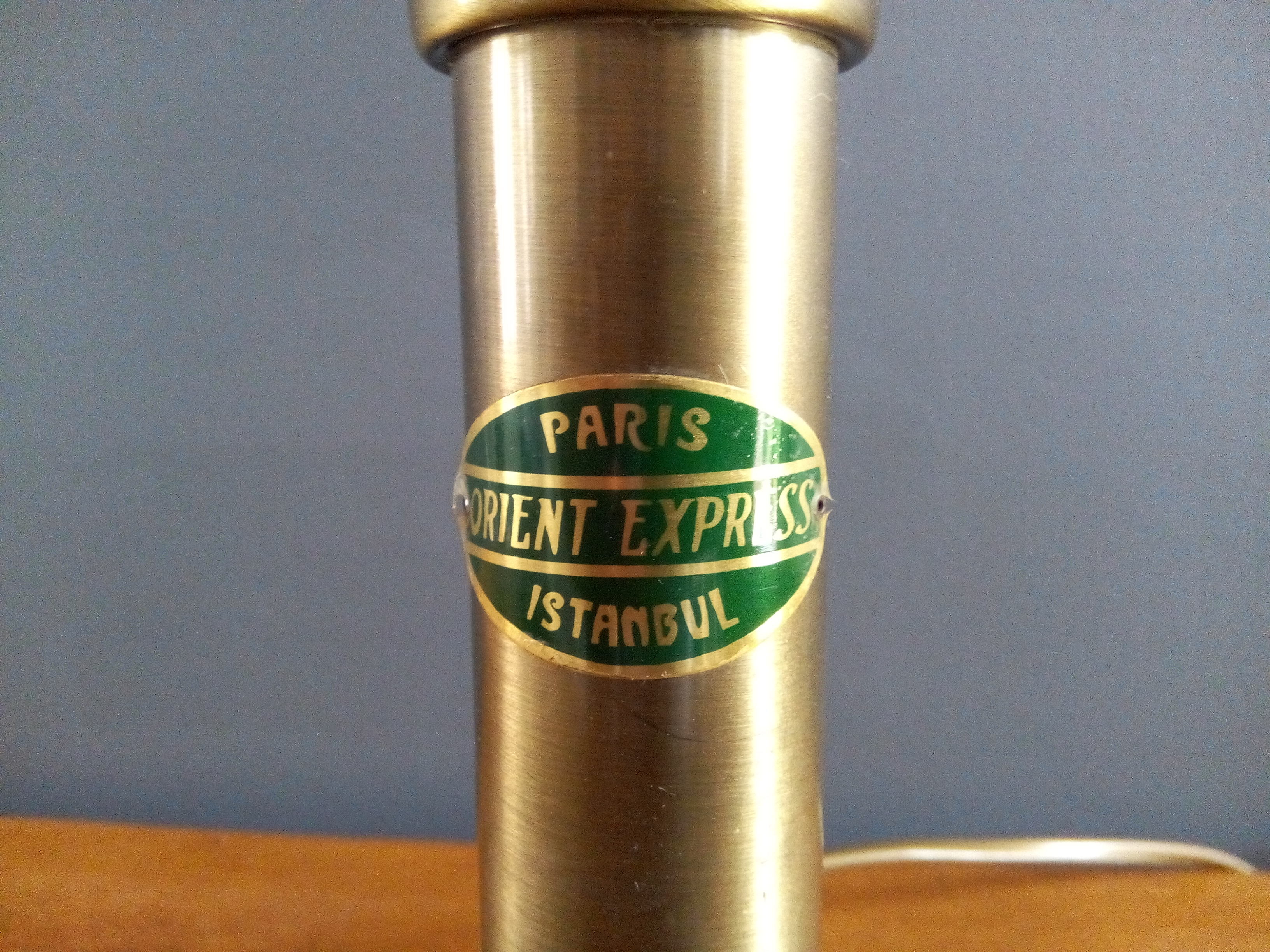 Contemporary pose lamp " orient express " patinated metal