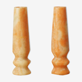 Pair of small pink marble vases