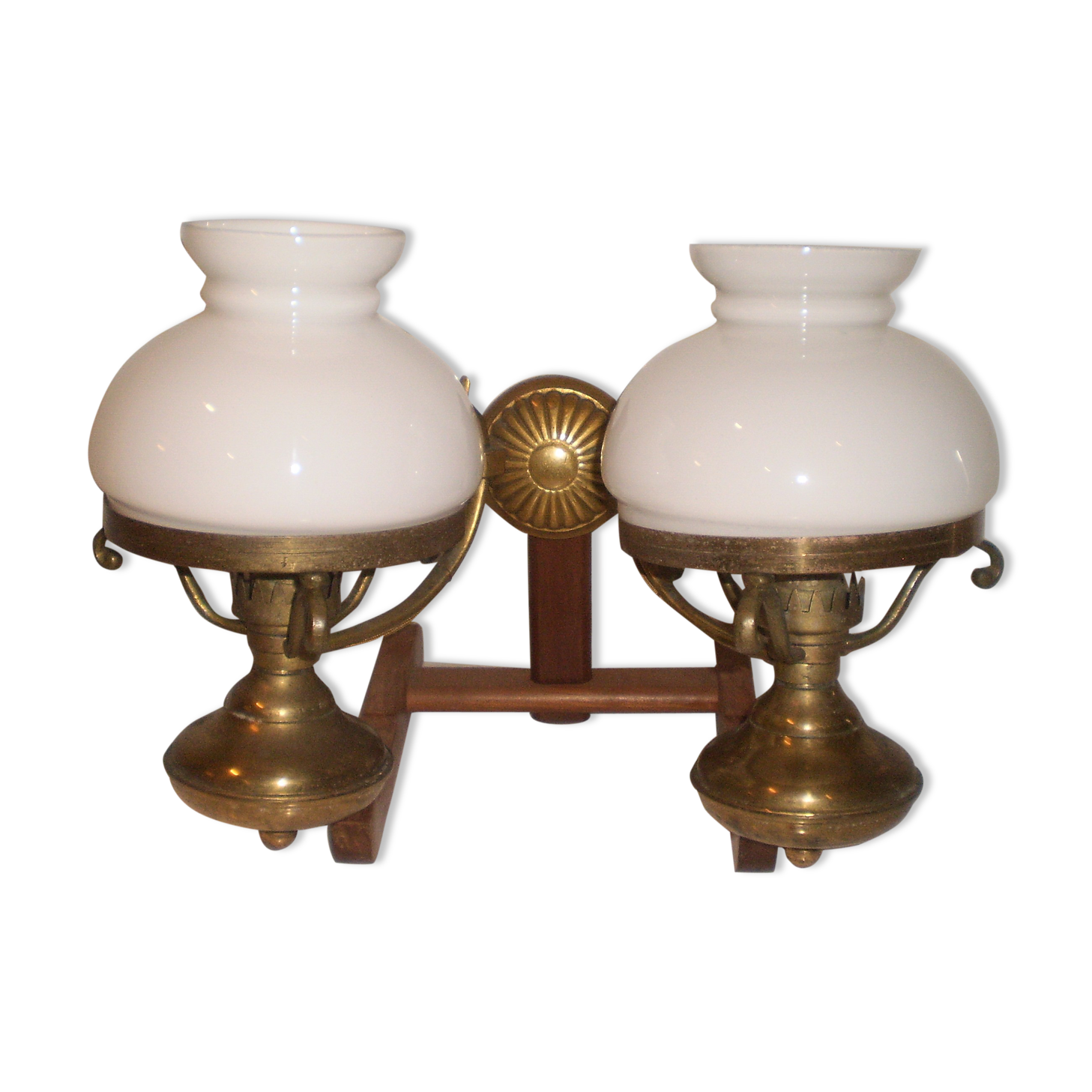 Glass brass globe sconce