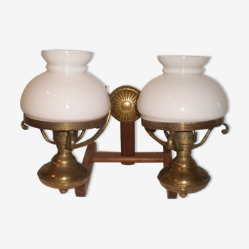 Glass brass globe sconce