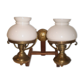 Glass brass globe sconce
