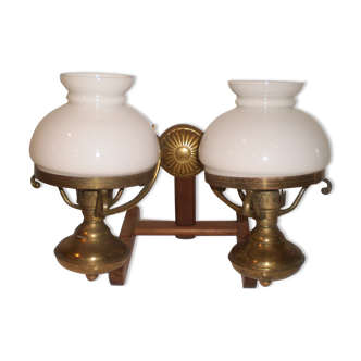 Glass brass globe sconce