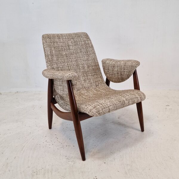 Midcentury Teak Wébé Armchair by Louis Van Teeffelen, 1960's
