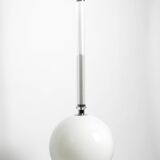 Large Czech Mid Century glass ceiling lamp with glass shade and glass rod