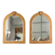 Pair of rattan and copper mirrors