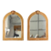 Pair of rattan and copper mirrors
