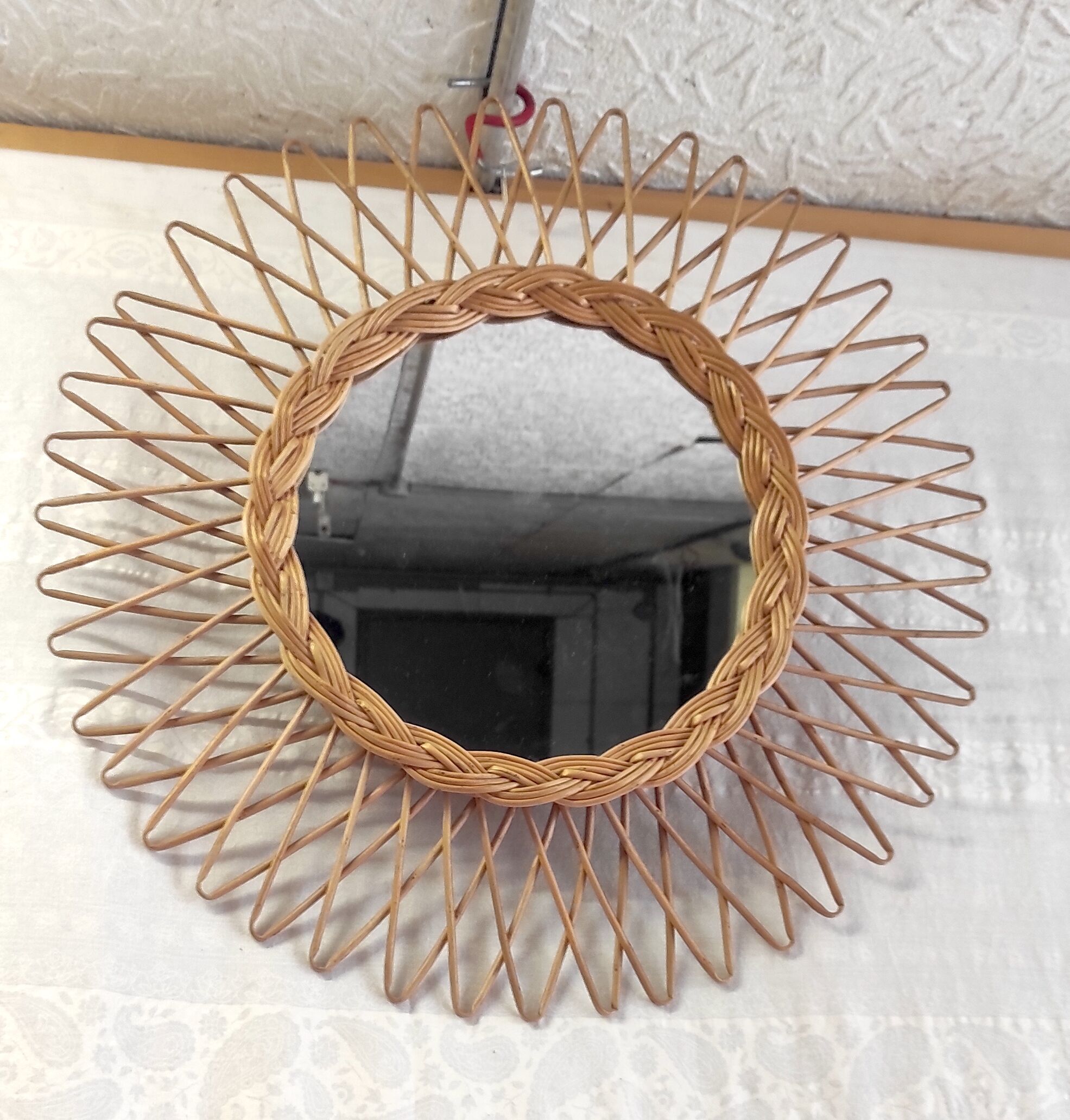 Rattan sun mirror – 50s/60s