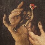 Italian Framework Portrait Of A Girl With A Goldfinch From 18th Century