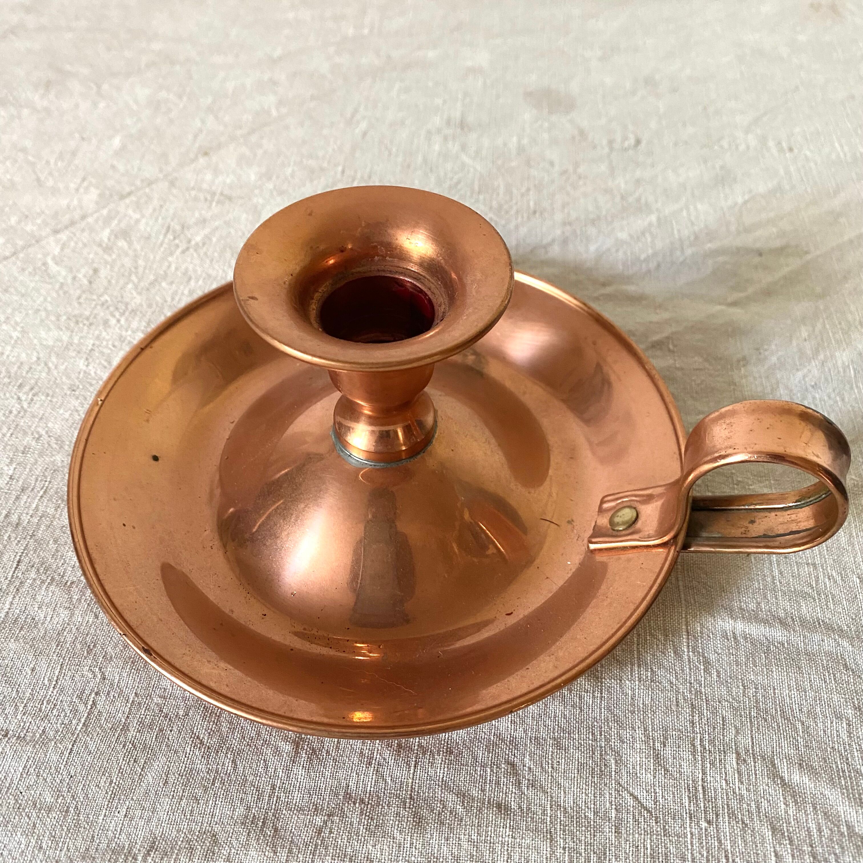Lecellier Villedieu copper thumbscrew candle holder