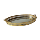 Plateau de service en acier inoxydable, plaqué or 24 carats, Scandia Guld, années 1960