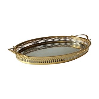 Plateau de service en acier inoxydable, plaqué or 24 carats, Scandia Guld, années 1960