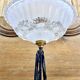 Art Deco wrought iron lamp with 3 rose glass daisies Ezan 1930