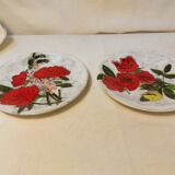 Set of 2 glazed ceramic dessert plates signed ZINGARO - Italy 1960s