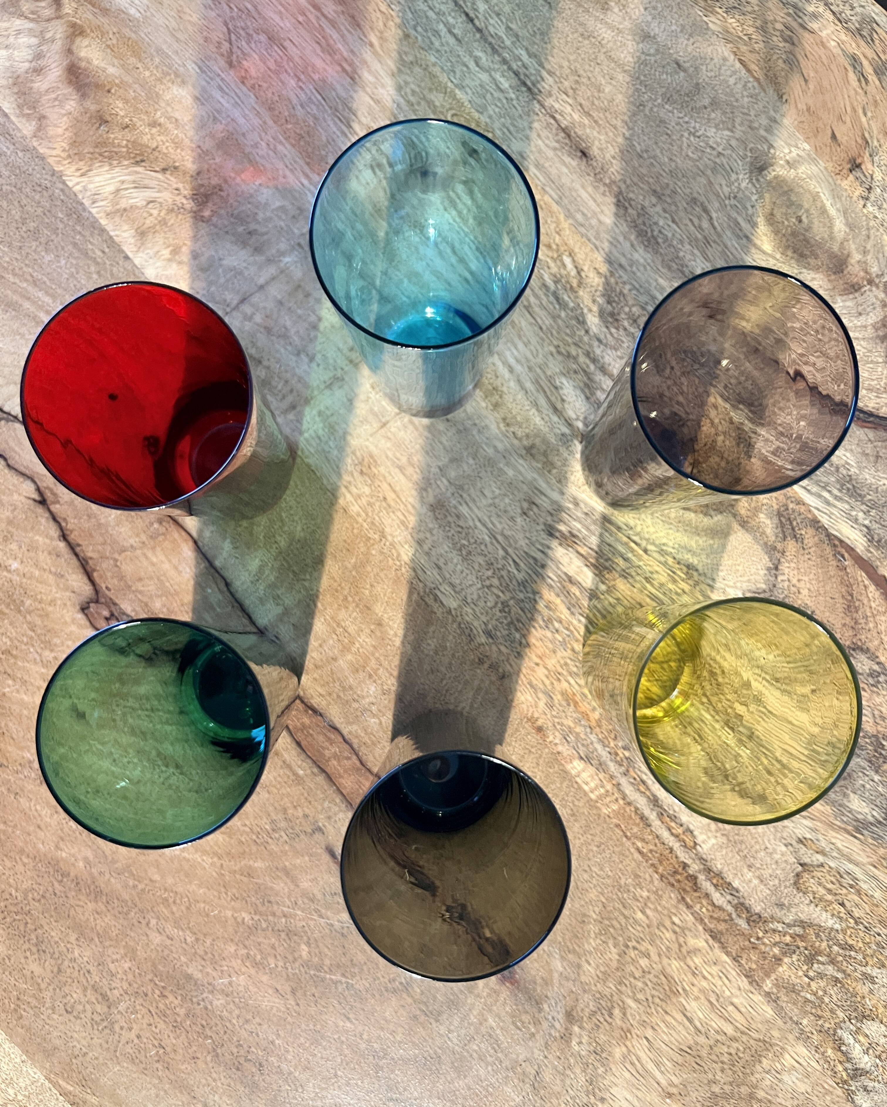 Vintage liquor and wine glasses, mid century modern from 1960s for apartment decoration / tableware