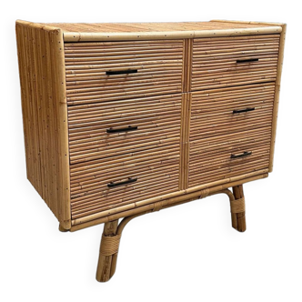 60s rattan chest of drawers