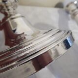 Pair of silver metal candle holders