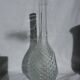 Glass bottle carafe with pineapple diamond tip decoration