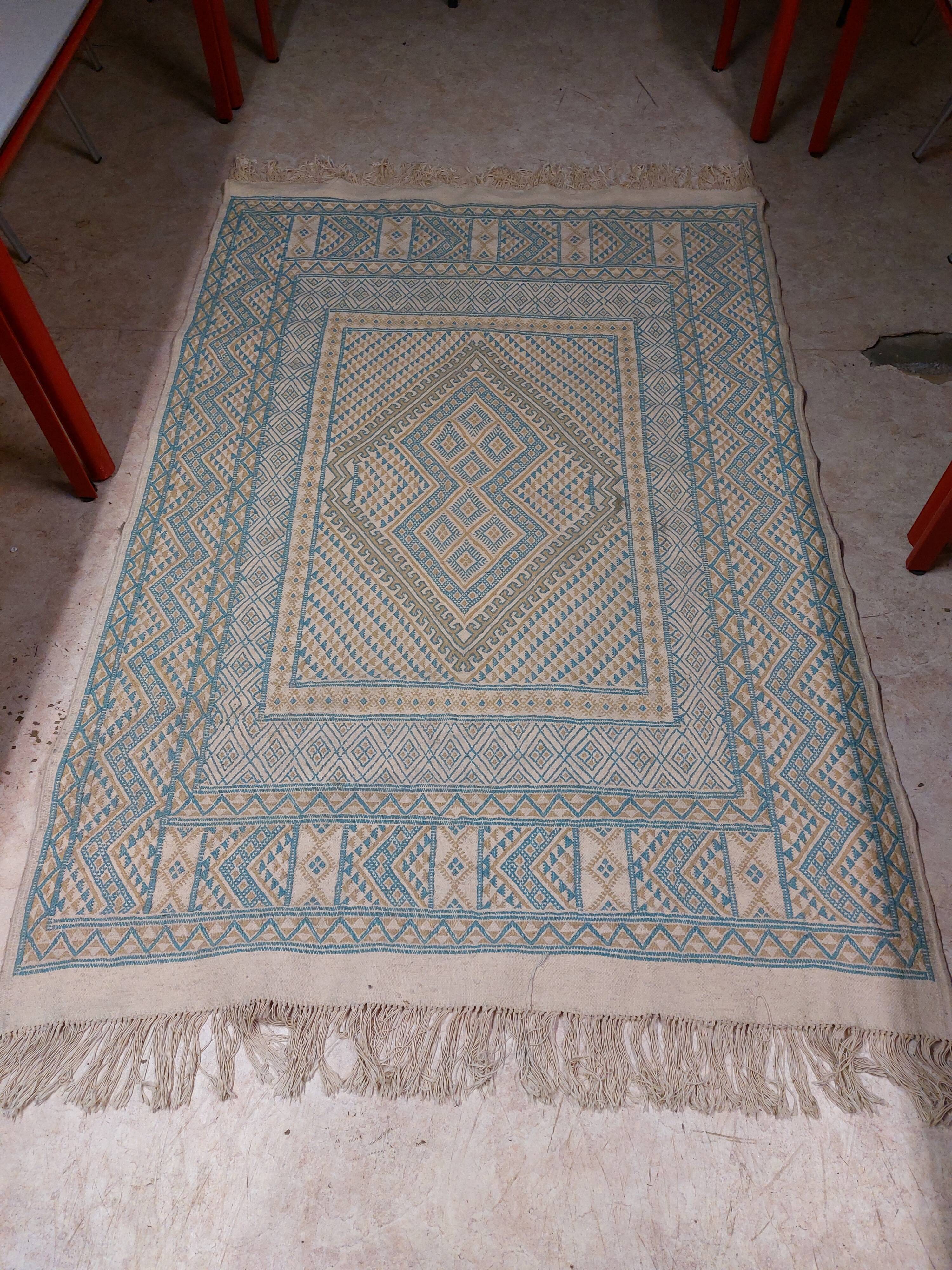 Tunisian Berber Rug - Margoum Rug - Handwoven Wool - 210x160 cm