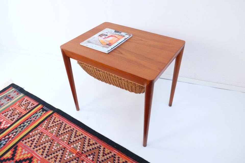 Mid-20th century Danish sewing table/side table in teak, Haslev Hansen