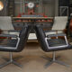 Design office chairs in swivel metal leather 1970