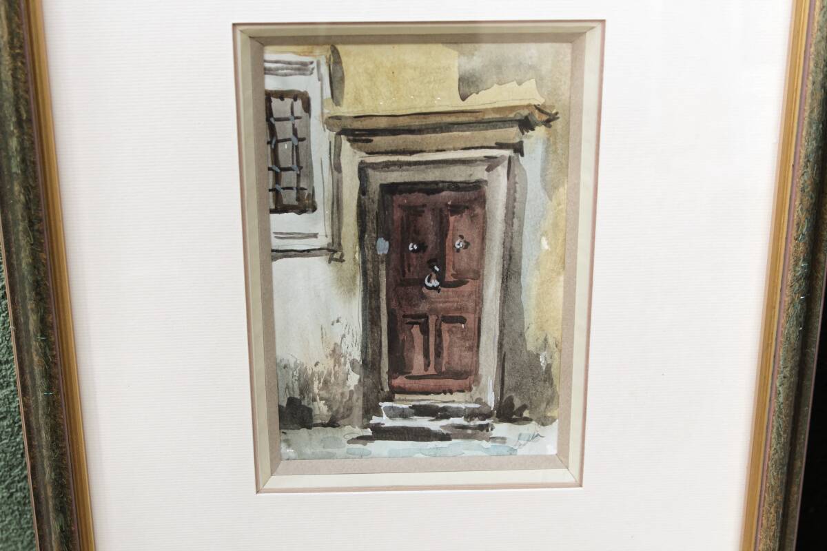 Pair of watercolors, doors, architectural details