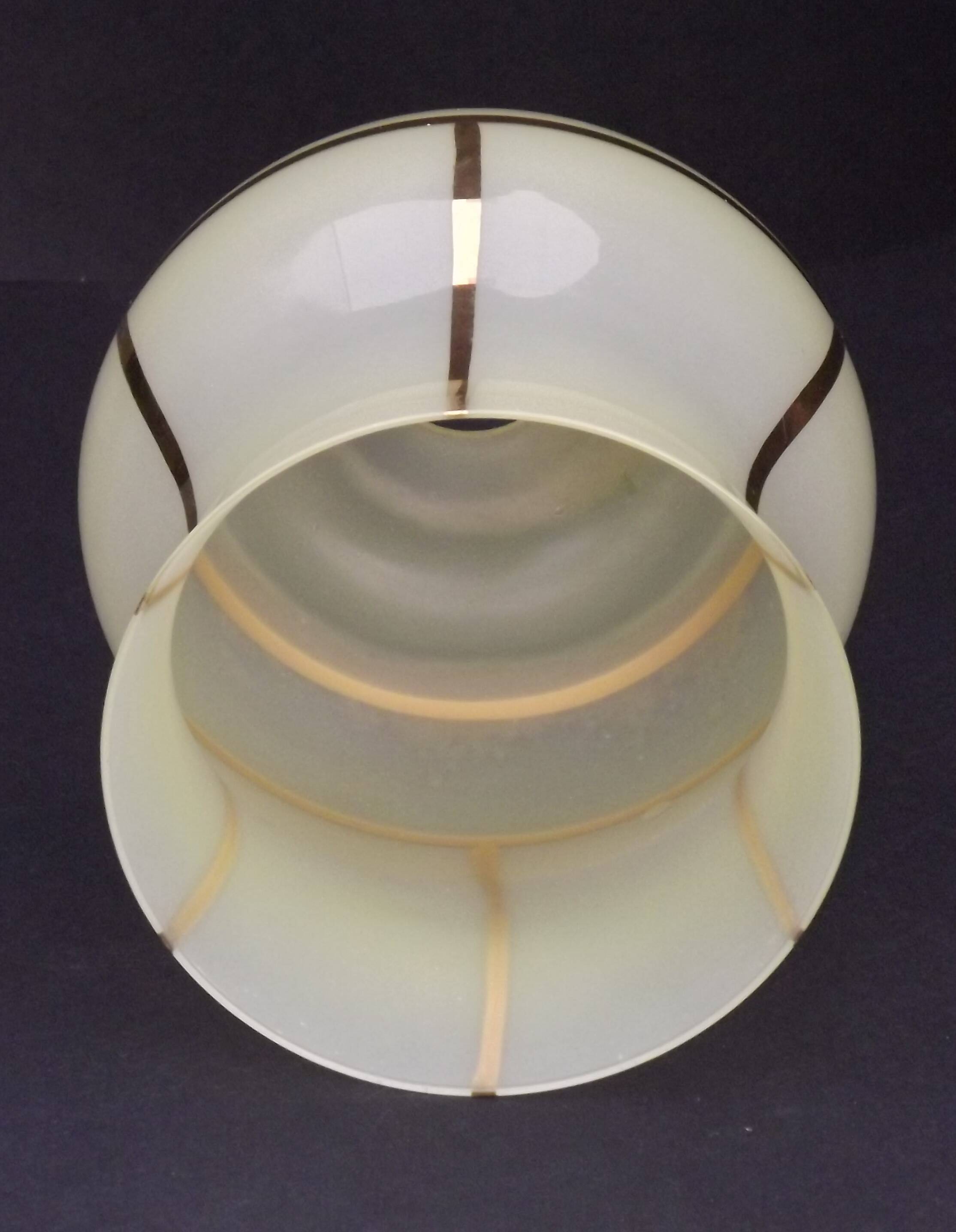 French vintage yellow Art Deco replacement shade with gold detailing 0081.