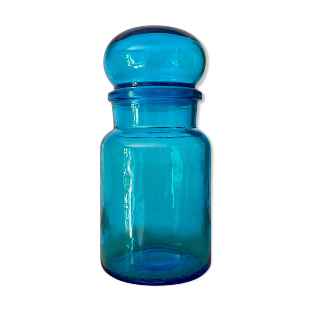 Pot en verre bleu vintage made in belgium | Selency