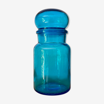 Vintage blue glass jar Made in Belgium