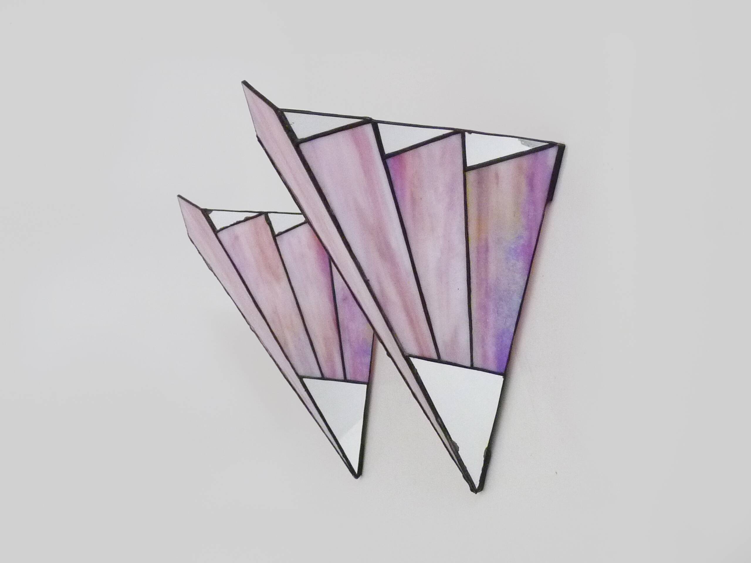 Pair of vintage Tiffany-style Art Deco glass paste wall sconces