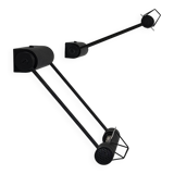 Pair of adjustable vintage wall lights, matte black metal, Italy, 1980.