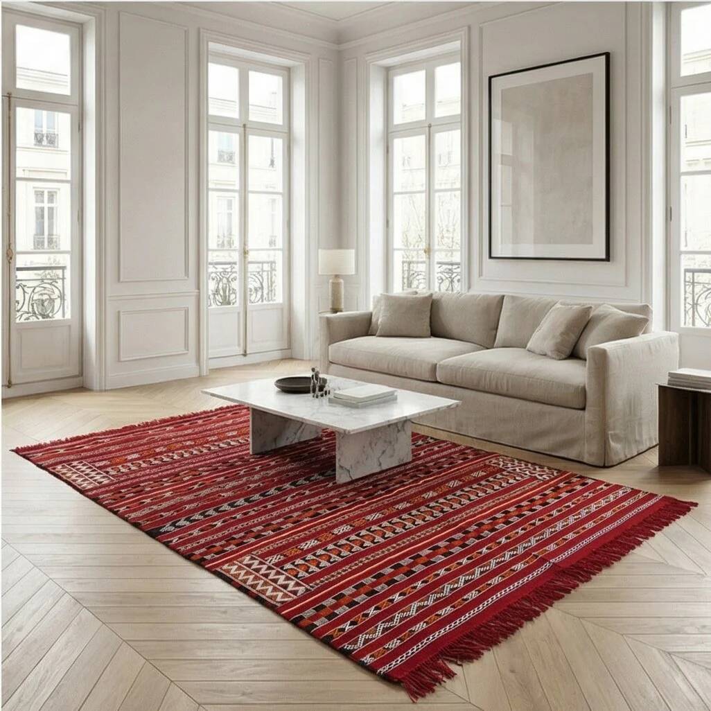 Red Berber kilim rug 155x240 cm