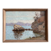 The cornice, marine in oil on wood, early 20th century.
