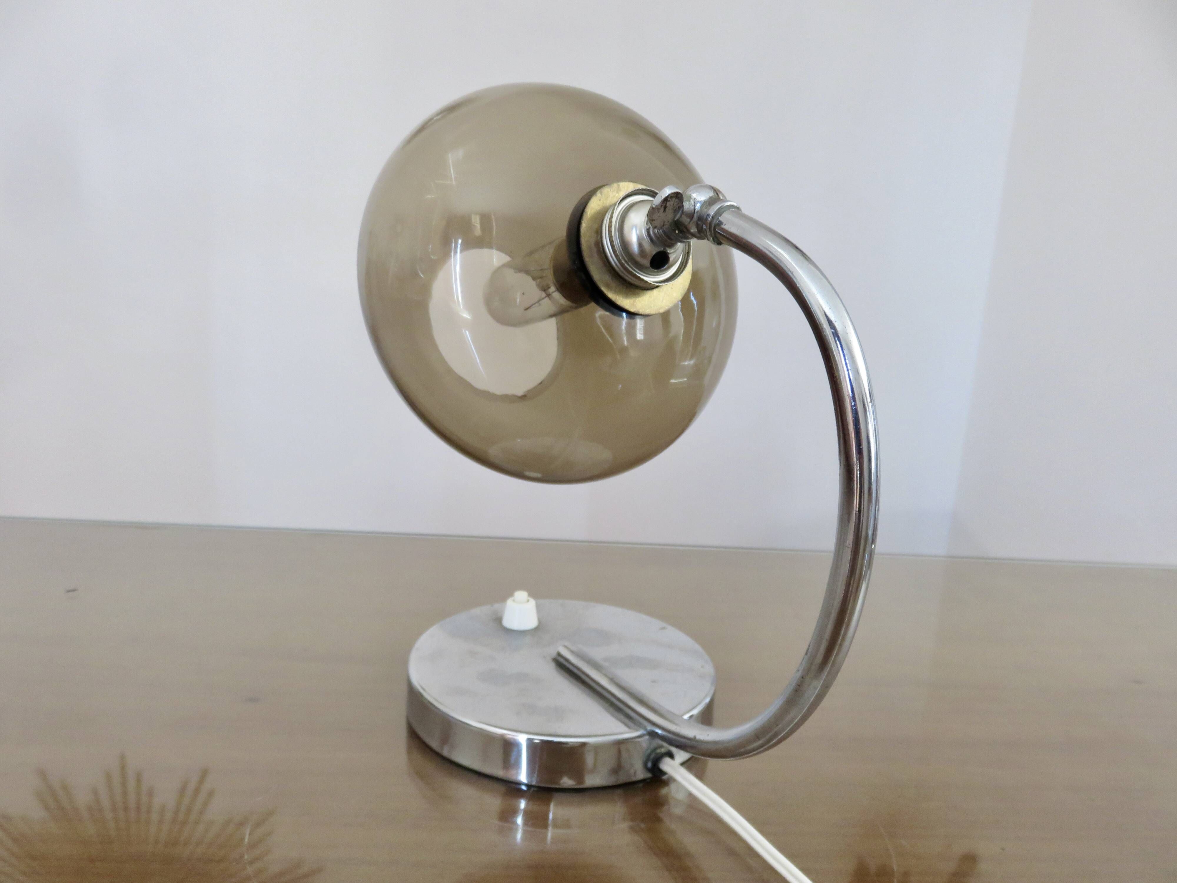 Lamp in chrome metal and amber glass made in Italy 1970