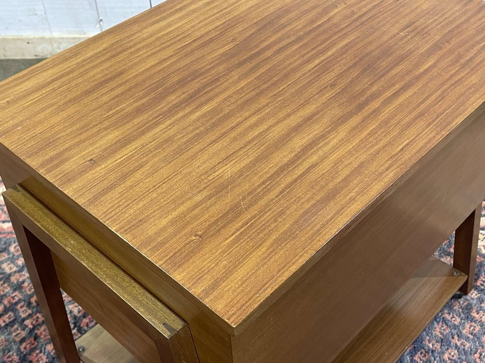 English mahogany sewing cabinet from the 1970s
