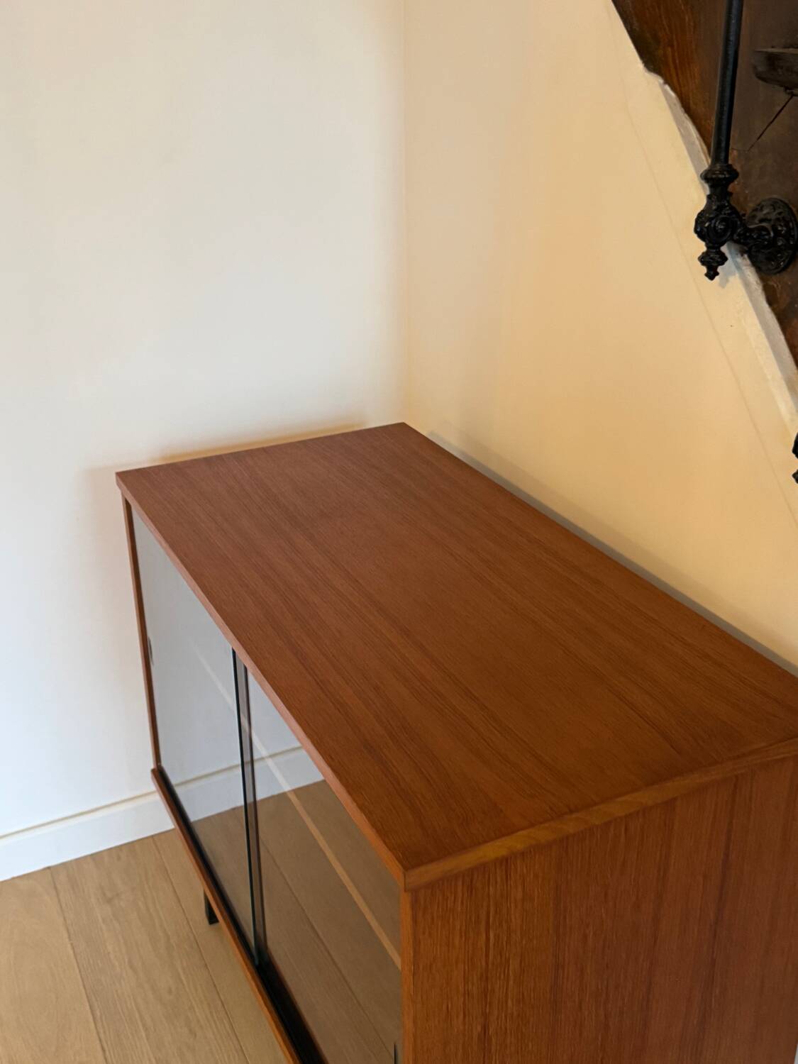 Low teak display cabinet