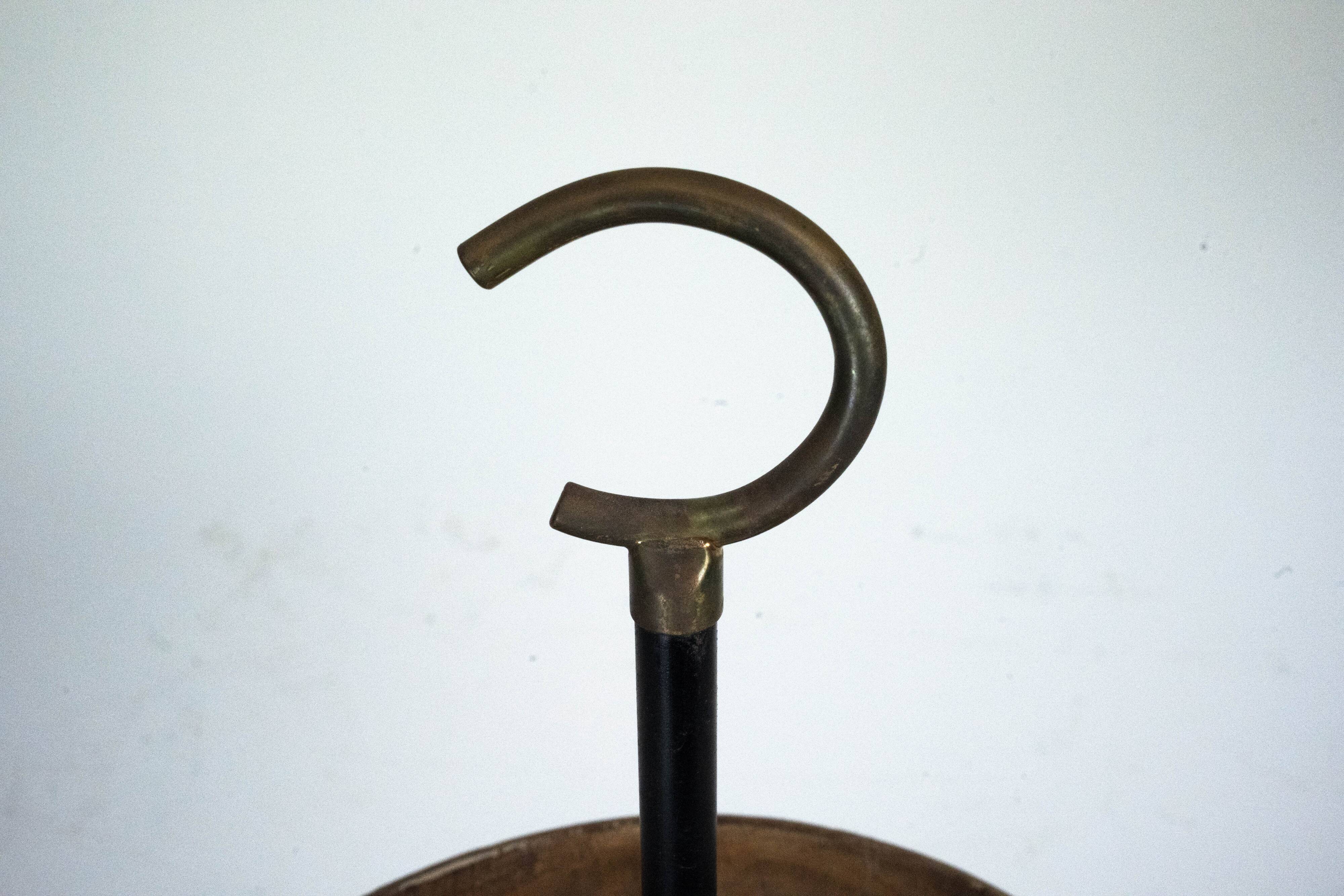 Mid-Century Umbrella Stand in Iron and Brass with Neoclassical Relief, Ital