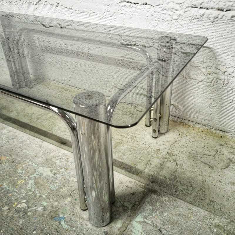 Vintage coffee table smoked glass tray