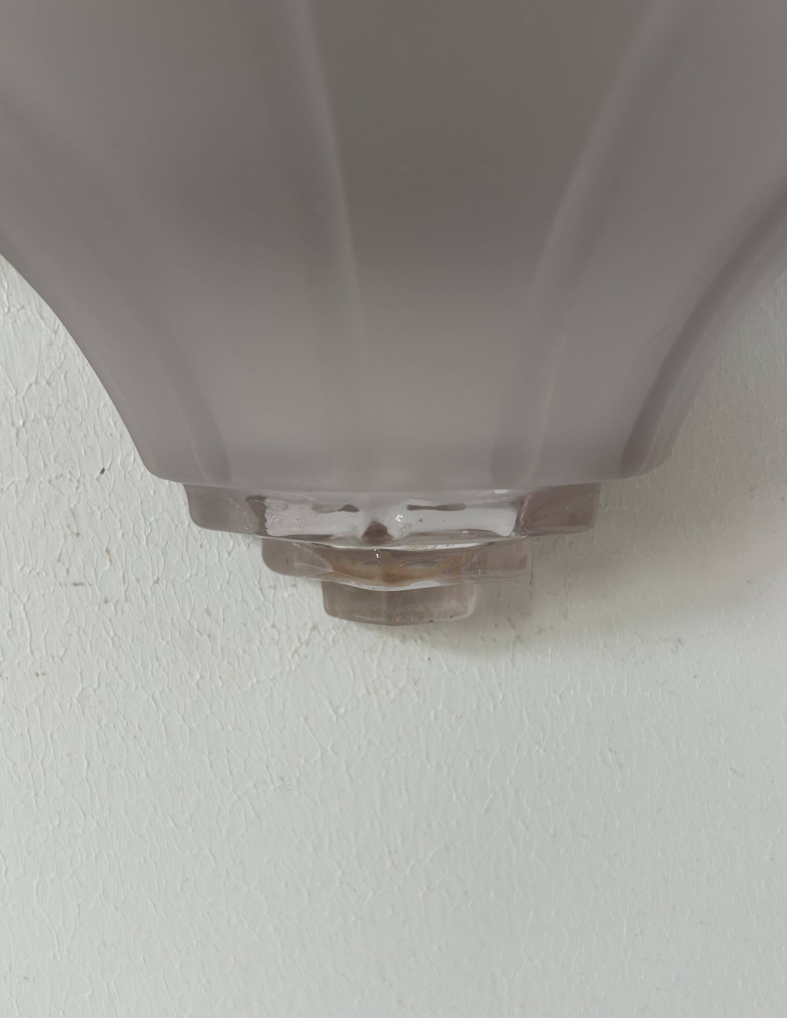 Pair of vintage glass and brass wall lights, France, 1960s