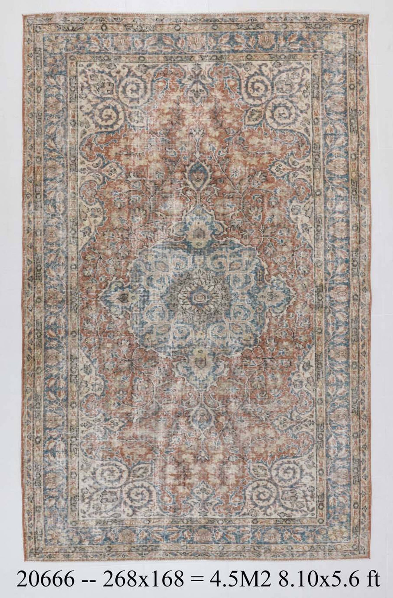 Tapis oriental classique vintage bleu rouge 5x9, 168x268 cm