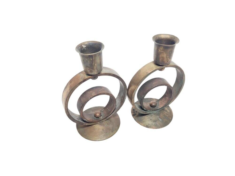 Art Deco brass candlesticks, 1930s, set of 2