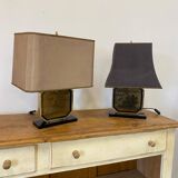 Pair of brass and gold-plated lamps by George Mathias, 1970